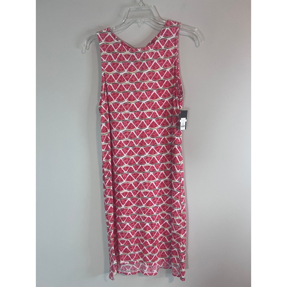 Crown & Ivy Watermelon Print Sleeveless Tie Back Dress Picnic Party II White S